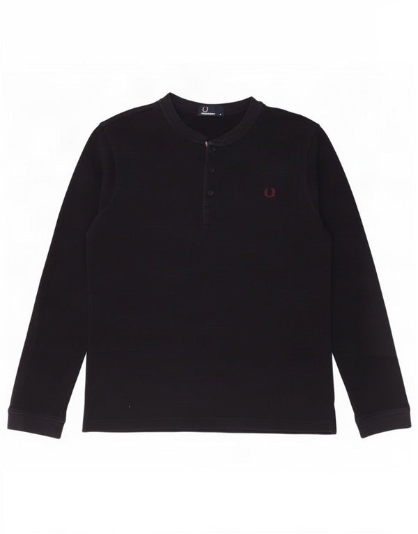 Fred Perry Mens Top Long Sleeve Medium Navy Blue Cotton