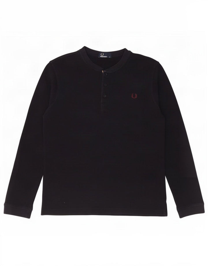 Top Fred Perry da uomo a maniche lunghe in cotone blu navy medio