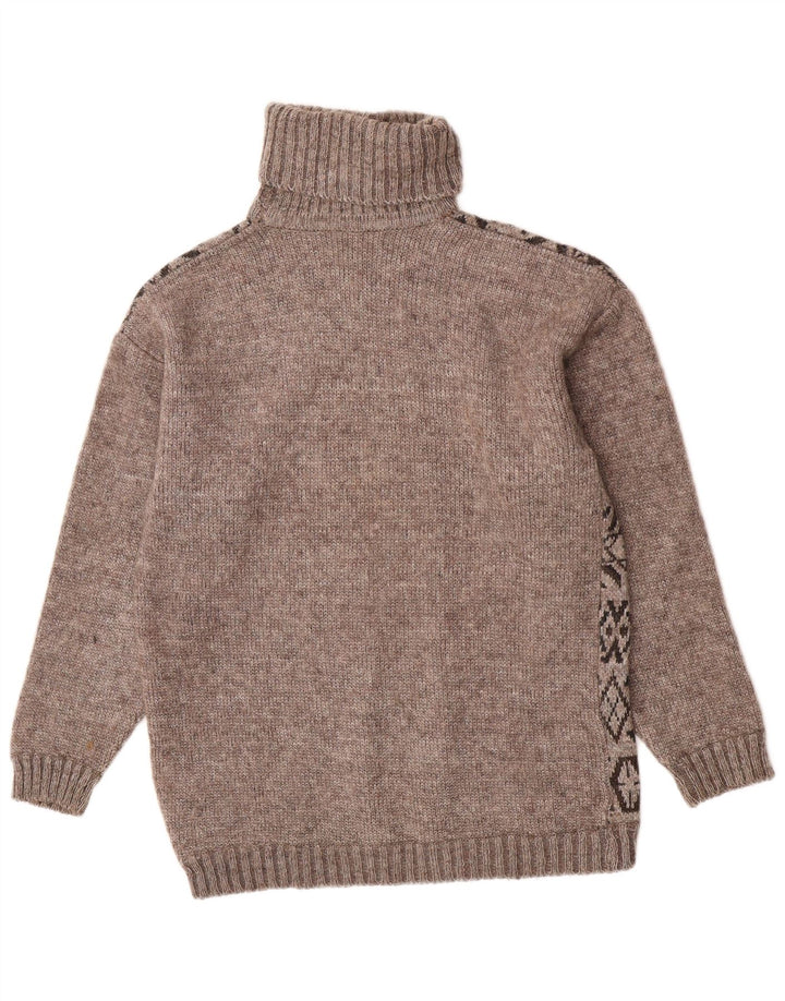 Dream Maglione da uomo con collo alto e maglione grande marrone geometrico