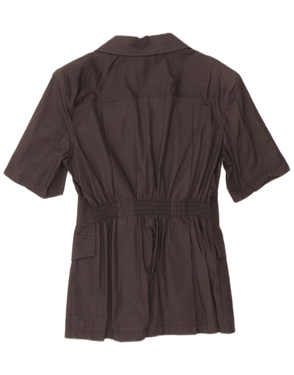 Giacca blazer vintage da donna a maniche corte a 2 bottoni UK 14 media nera