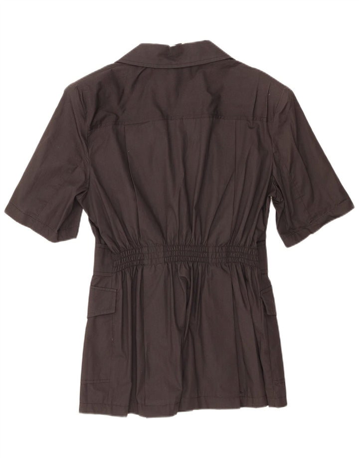 Giacca blazer vintage da donna a maniche corte a 2 bottoni UK 14 media nera