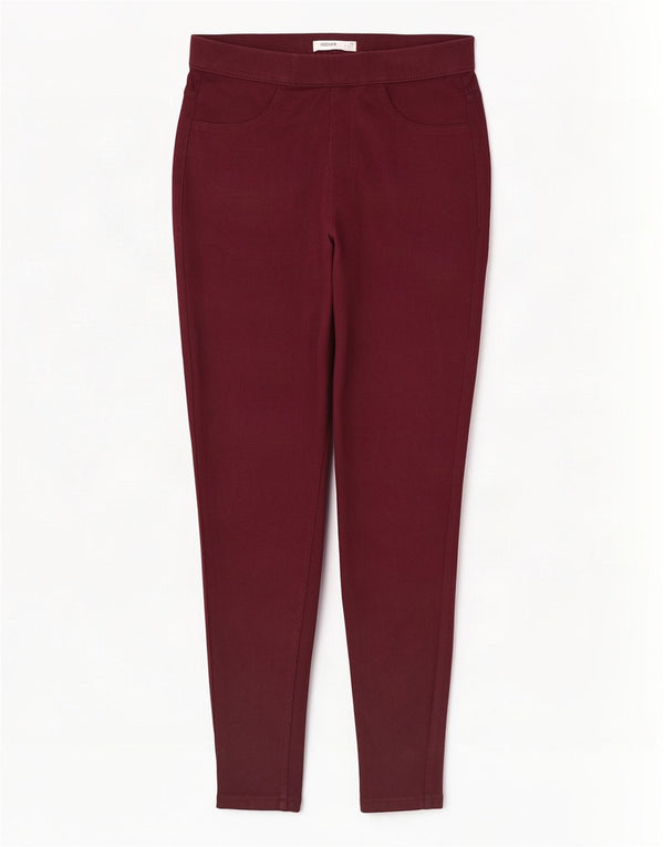 Marks & Spencer Womens Skinny Casual Trousers UK 12 Medium W28 L27 Burgundy
