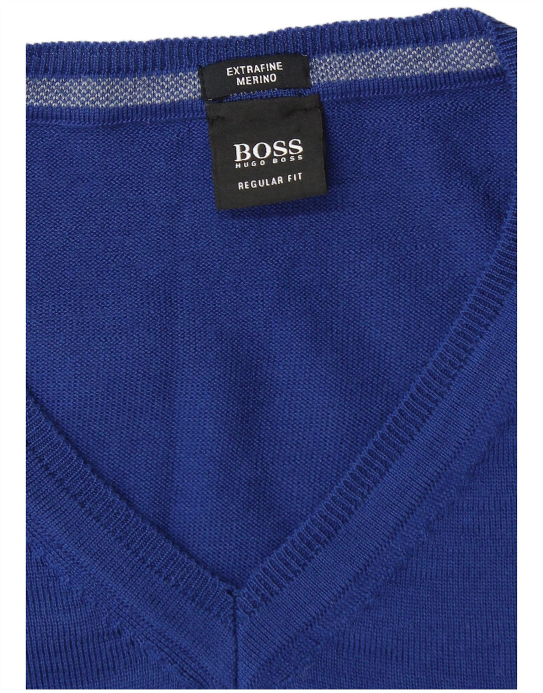 Hugo Boss Maglione da uomo con scollo a V XL Lana vergine blu