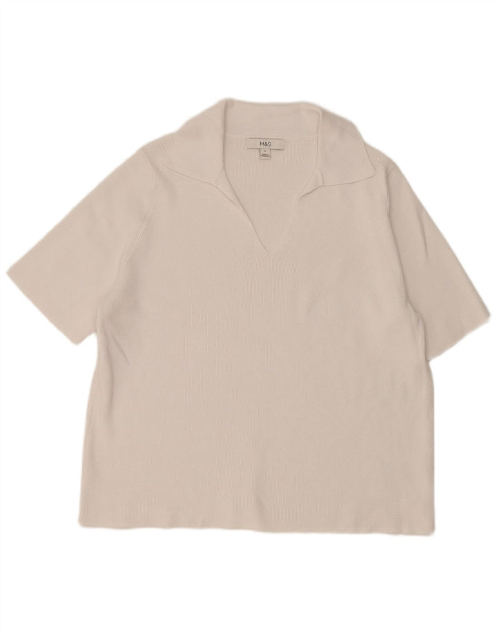 Polo da donna Marks & Spencer UK 18 XL cotone bianco