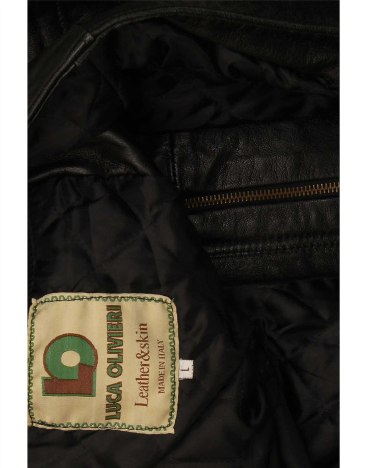 Giacca in pelle vintage da uomo UK 40 grande nera