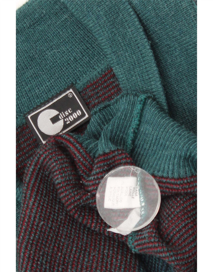 Maglione cardigan da uomo vintage XL lana geometrica verde