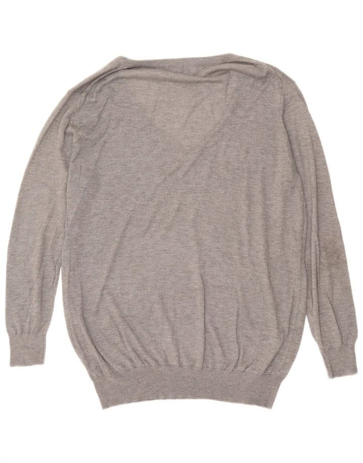 Maglione oversize con scollo a V da donna Zara UK 14 Grigio medio