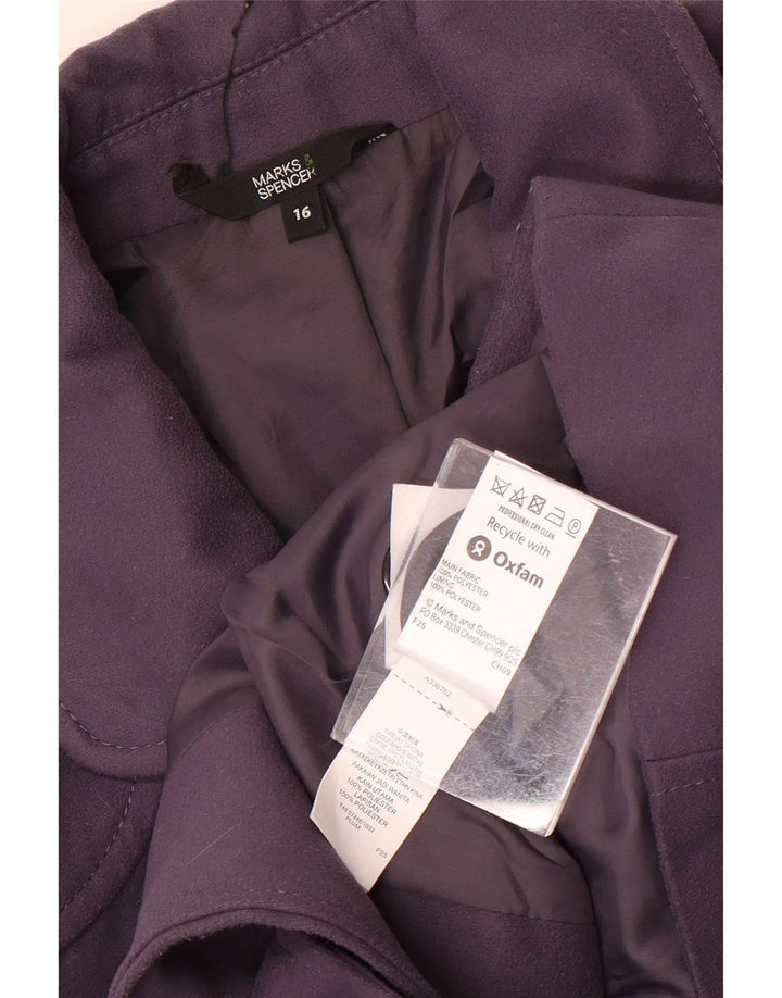 Giacca blazer a 4 bottoni Marks & Spencer da donna UK 16 grande poliestere viola