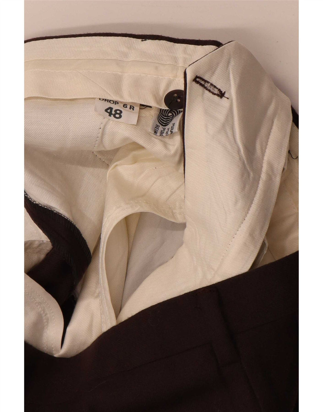 Pantaloni da abito vintage da uomo con pedge IT 48 medio W32 L34 marrone