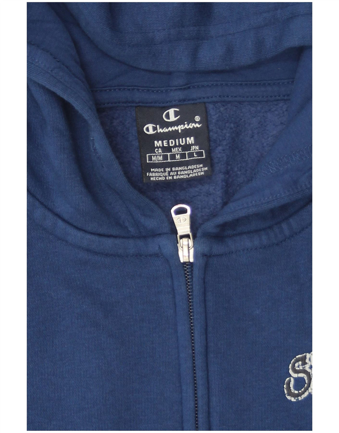 Maglione con cappuccio e zip da uomo Champion in cotone blu navy medio