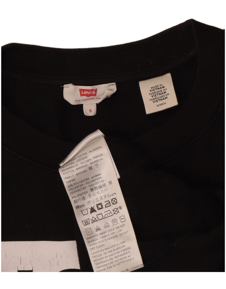Levi's Donna Felpa Oversize con Grafica Maglione UK 10 Piccolo Cotone Nero
