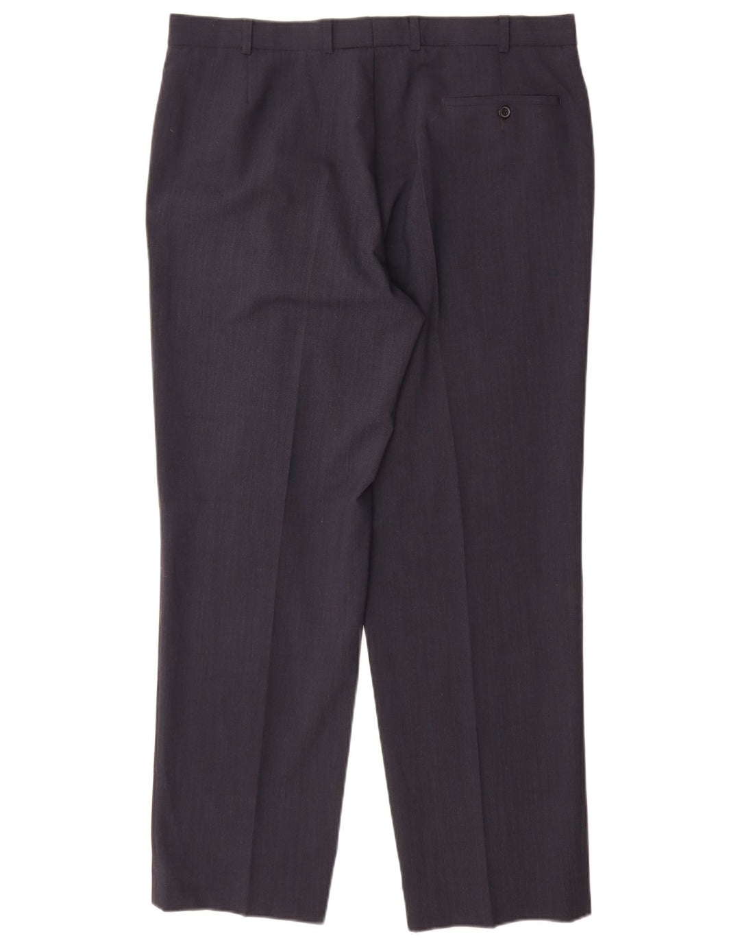 Pantaloni da abito dritti da uomo Marks & Spencer W38 L31 poliestere blu navy