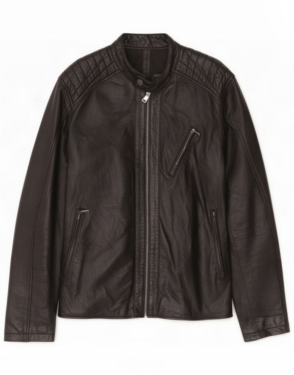 Conbipel Mens Leather Jacket Size 50 Large Black