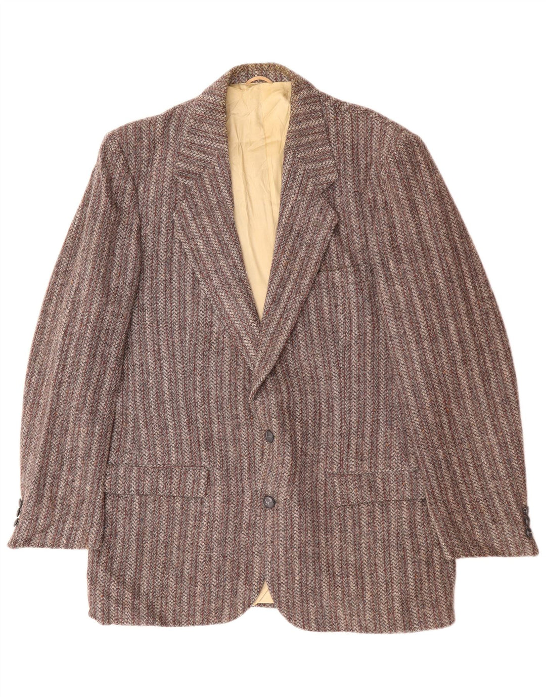 HARRIS TWEED Giacca blazer da uomo a 2 bottoni UK 38 Grigio medio a righe