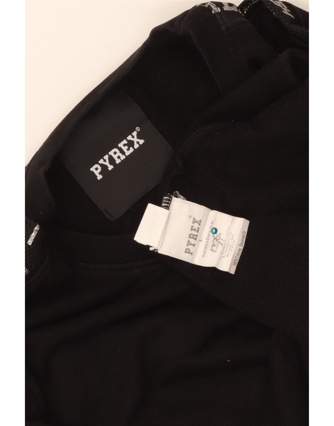 PYREX Felpa con grafica corta da donna UK 16 Grande cotone nero