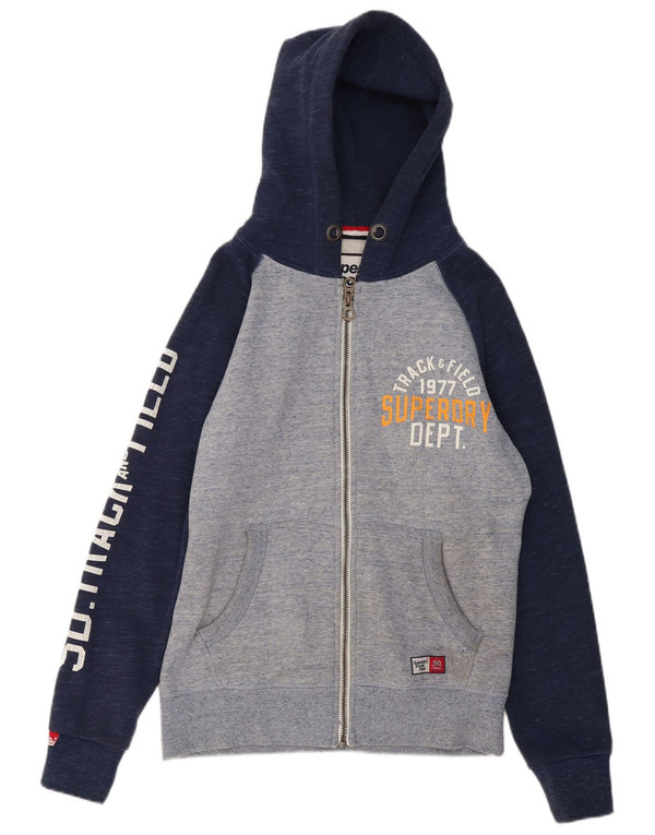 Felpa con cappuccio e zip da uomo SUPERDRY per atletica leggera blu navy medio