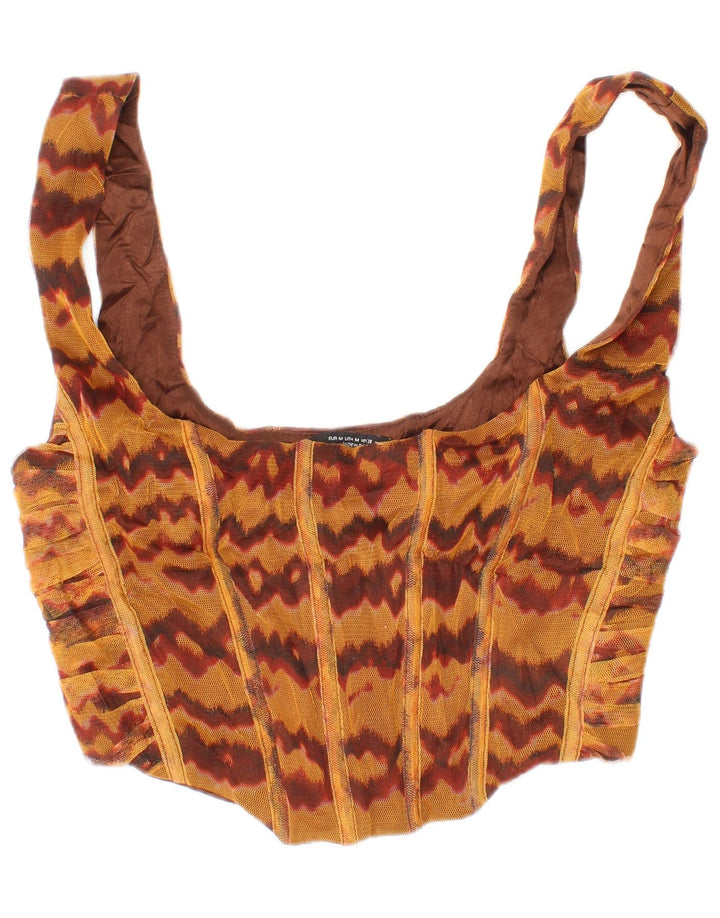 Top corto da donna Zara in viscosa marrone medio, stile bohémien