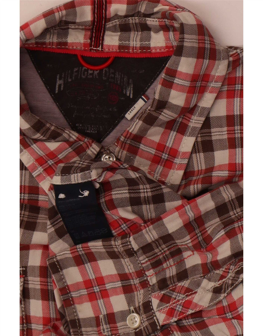 Tommy Hilfiger Camicia da uomo in flanella di cotone a quadri rossi grandi