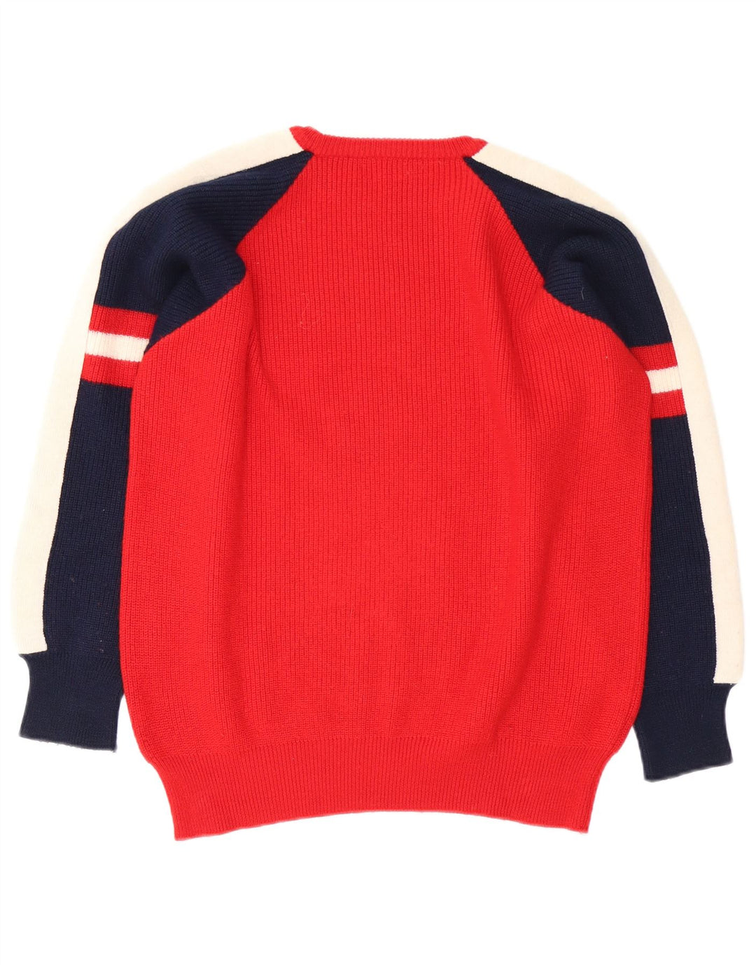 Maglione girocollo da uomo vintage color block rosso medio