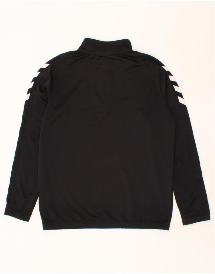 HUMMEL Mens Graphic Zip Neck Pullover Tracksuit Top Small Black Polyester Vintage Hummel and Second-Hand Hummel from Messina Hembry 