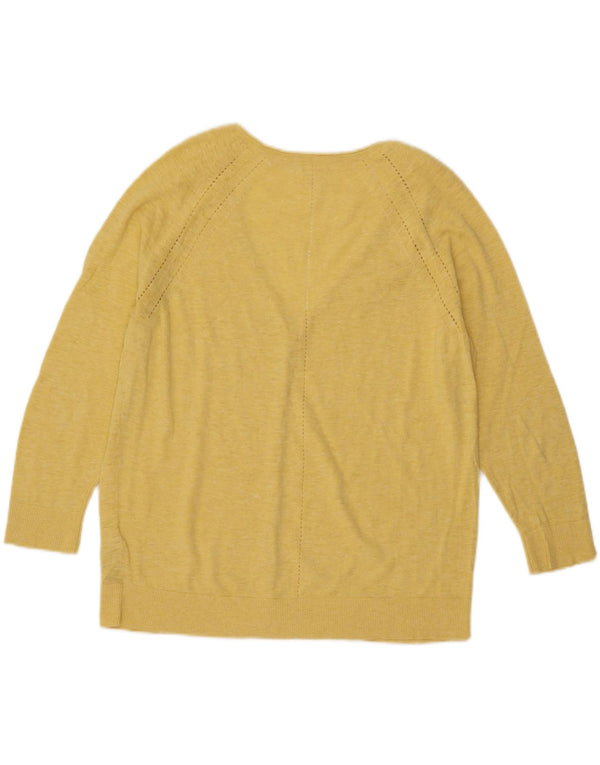 Maglione cardigan da donna Fat Face UK 18 XL Cotone giallo
