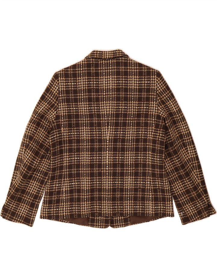 RIO Womens 3 Button Blazer Jacket UK 12 Medium  Brown Houndstooth Acrylic Vintage Rio and Second-Hand Rio from Messina Hembry 