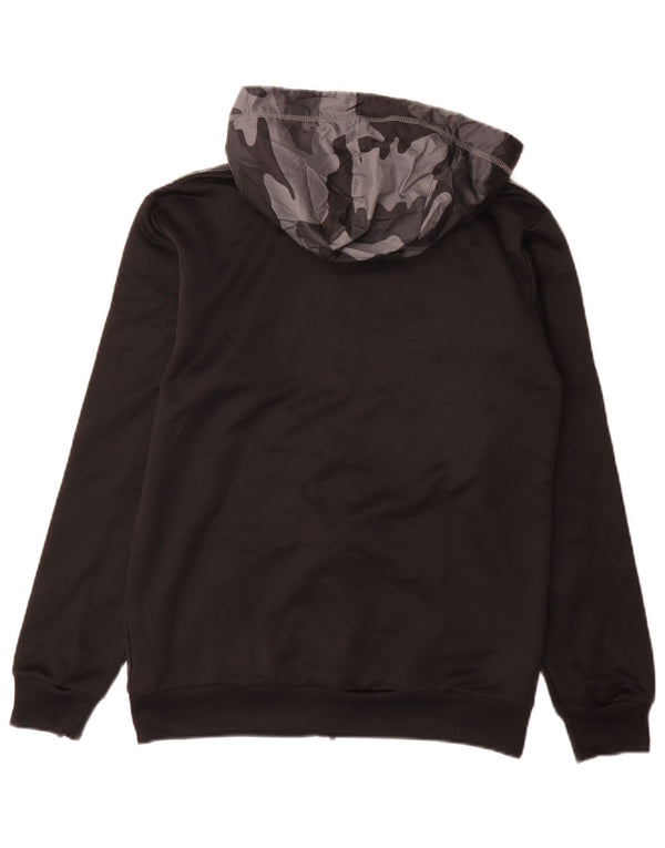 Felpa con cappuccio e zip da uomo Adidas XS nera mimetica in poliestere sportivo