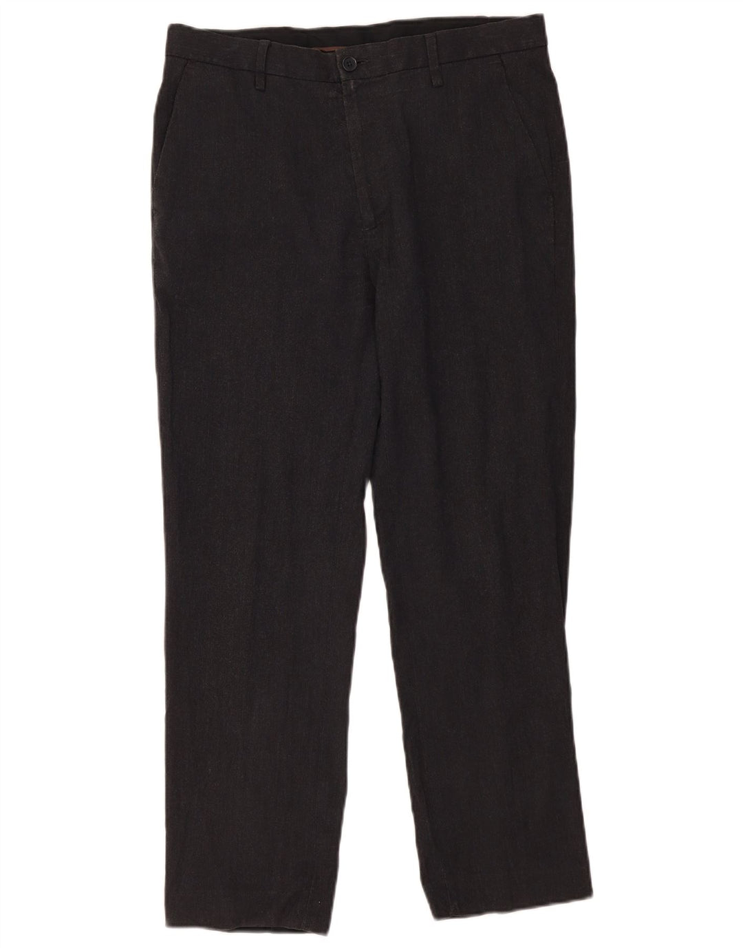 Pantaloni da abito dritti su misura da uomo Marks & Spencer W34 L29 poliestere grigio