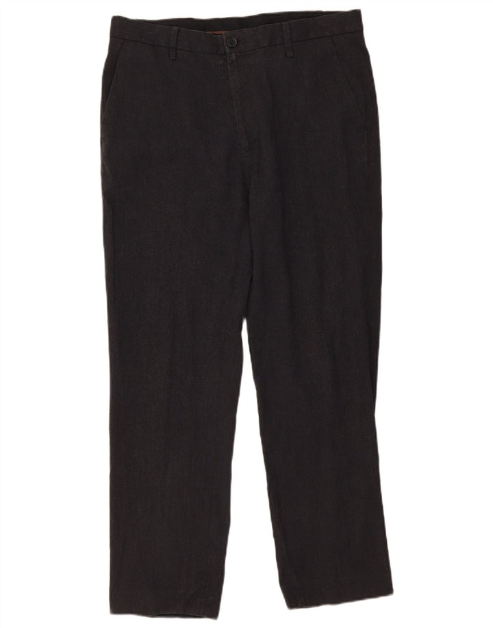 Pantaloni da abito dritti su misura da uomo Marks & Spencer W34 L29 poliestere grigio