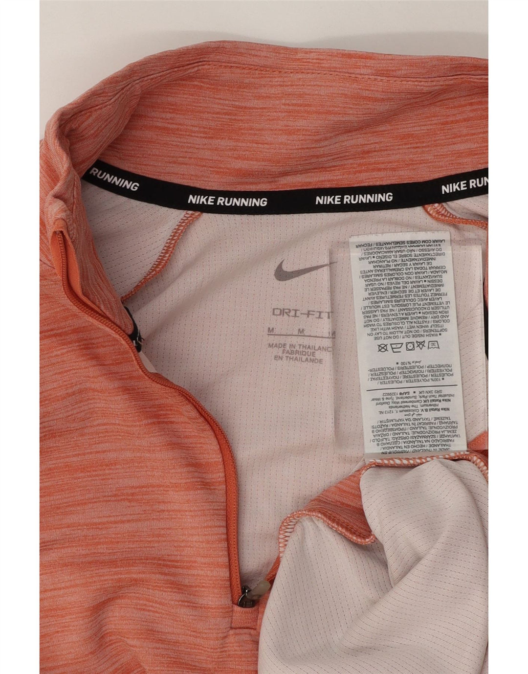 NIKE Womens Dri Fit Pullover Tracksuit Top UK 14 Medium Orange Flecked Vintage Nike and Second-Hand Nike from Messina Hembry 