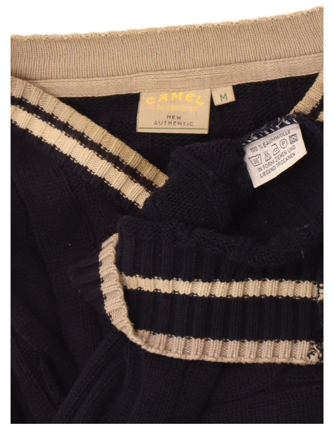 Maglione da uomo con scollo a V Camel Active in cotone blu navy medio