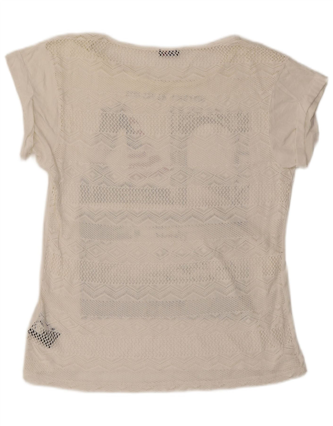 Blauer T-shirt grafica oversize da donna Top UK 10 Small Cotone bianco sporco