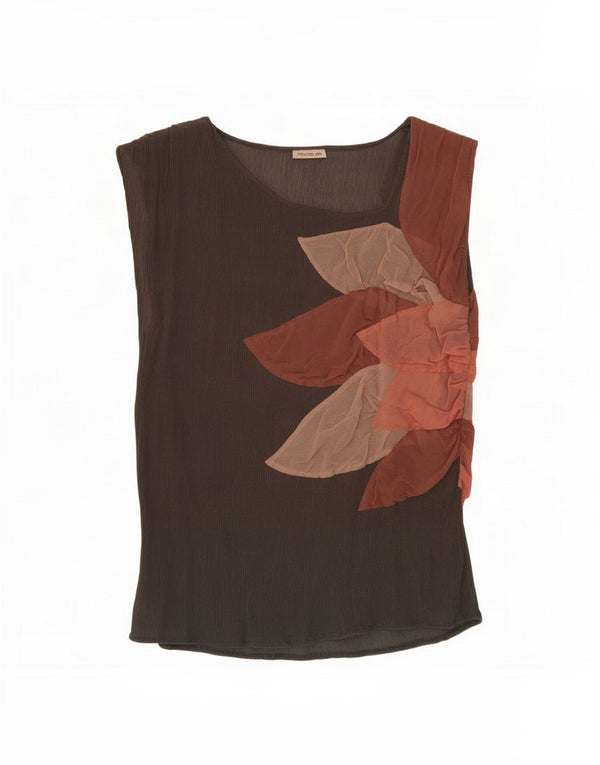 Penny Black Camicetta senza maniche da donna Top UK 12 Marrone medio floreale