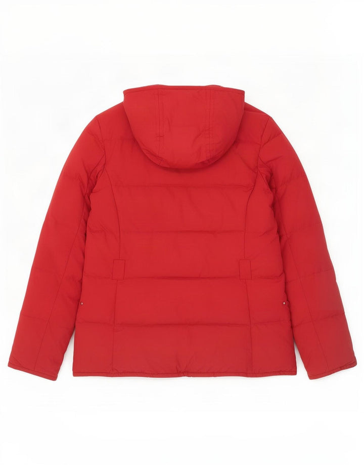 Giacca imbottita con cappuccio da donna Ralph Lauren UK 12 medio rosso poliestere