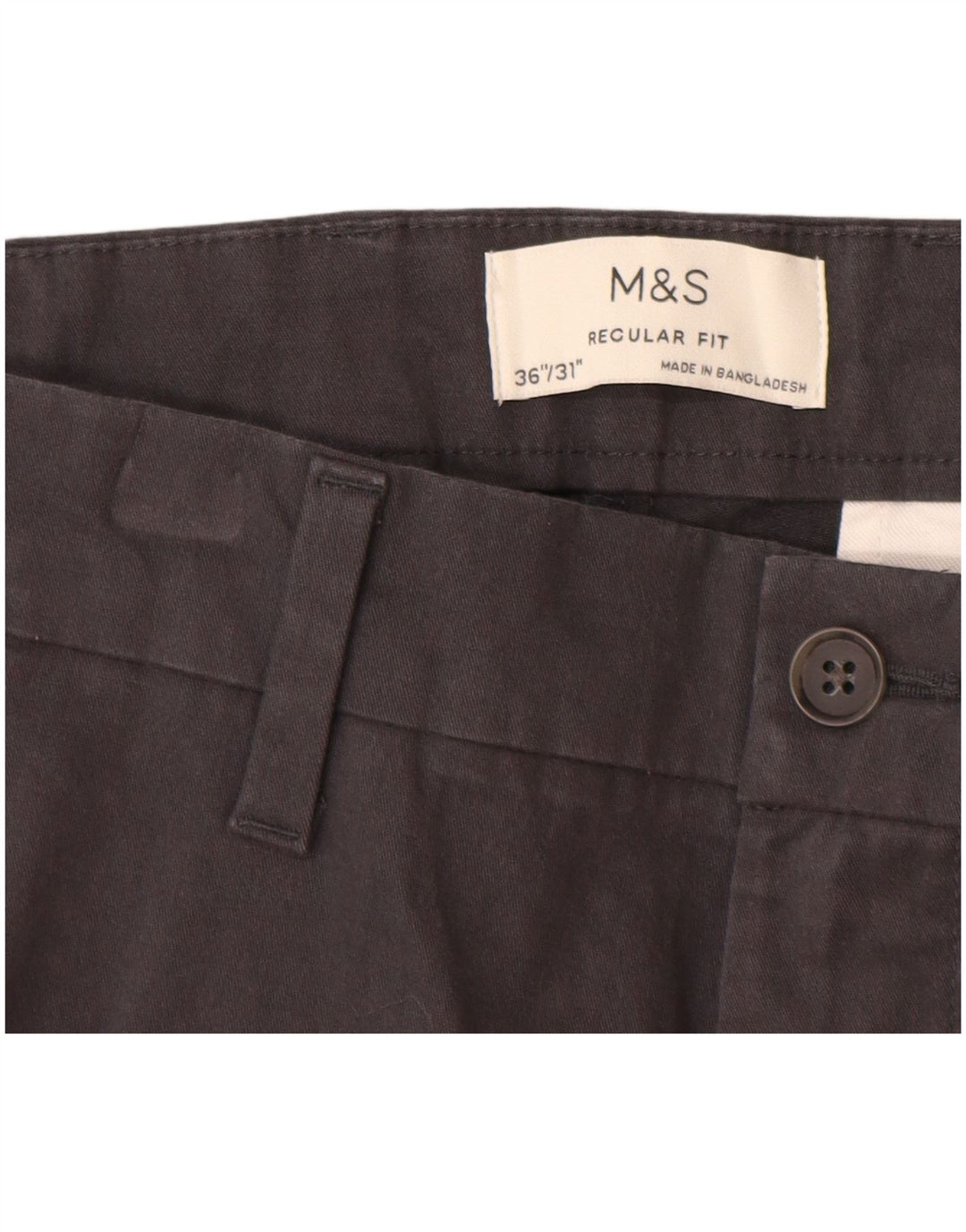 Pantaloni chino vestibilità regolare da uomo Marks & Spencer W36 L31 cotone grigio