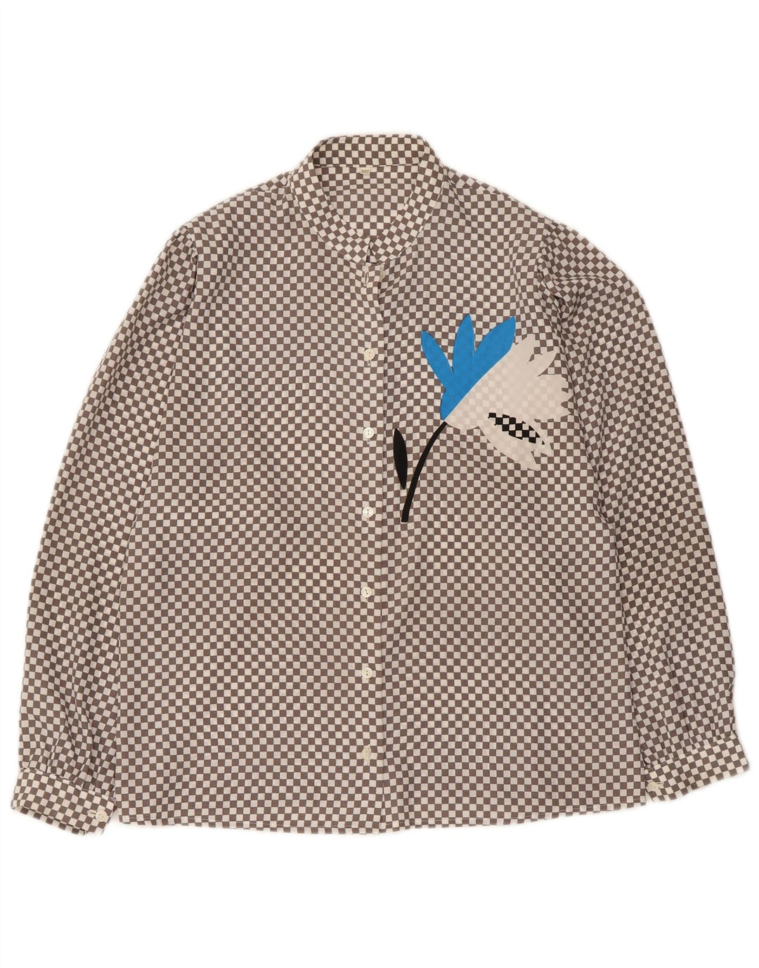Camicetta da donna vintage UK 16 Grande poliestere geometrico grigio