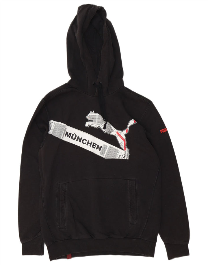 Felpa con cappuccio grafica Puma Munchen da uomo piccola nera
