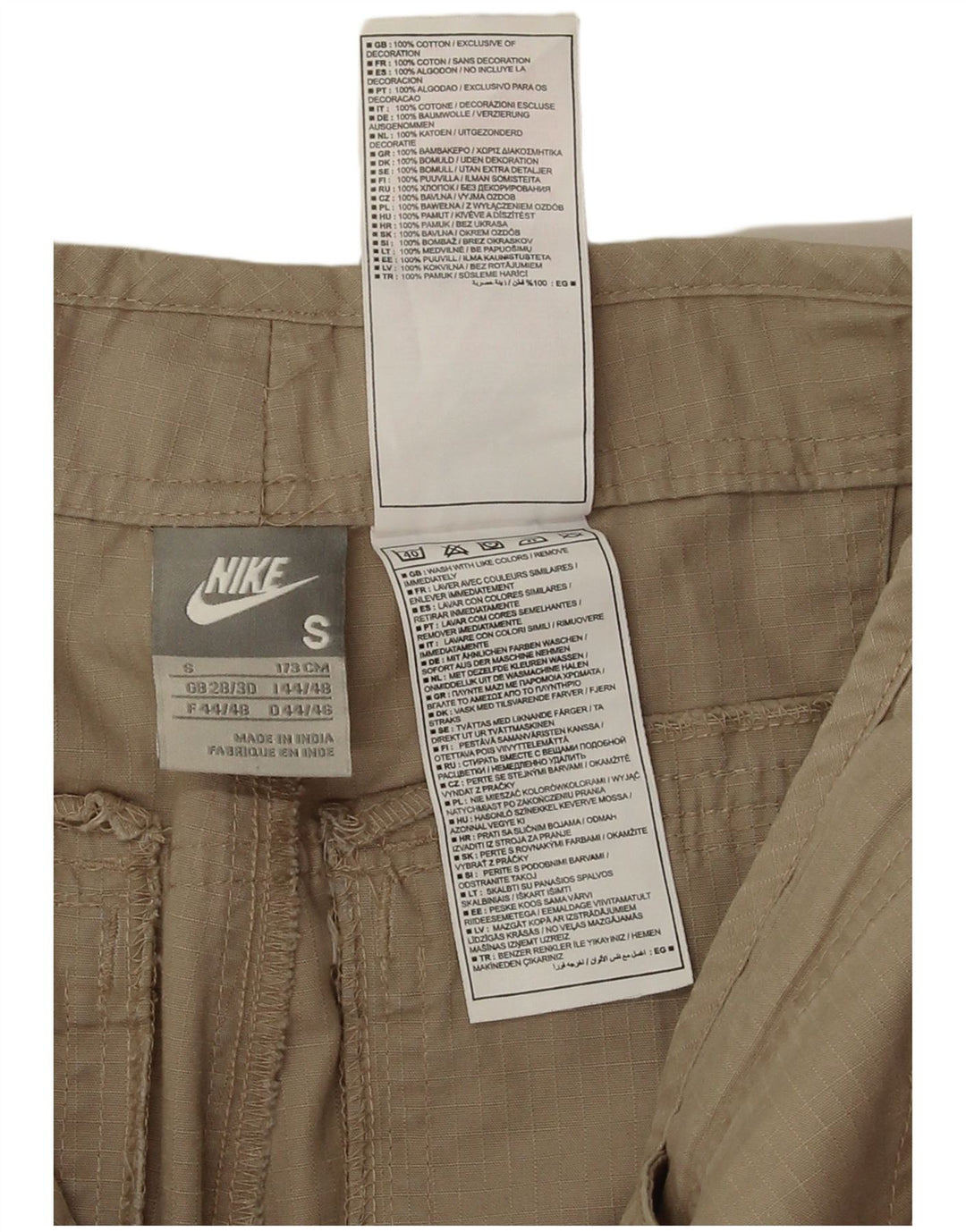 Pantaloni cargo dritti Nike da uomo piccoli W30 L30 in cotone beige