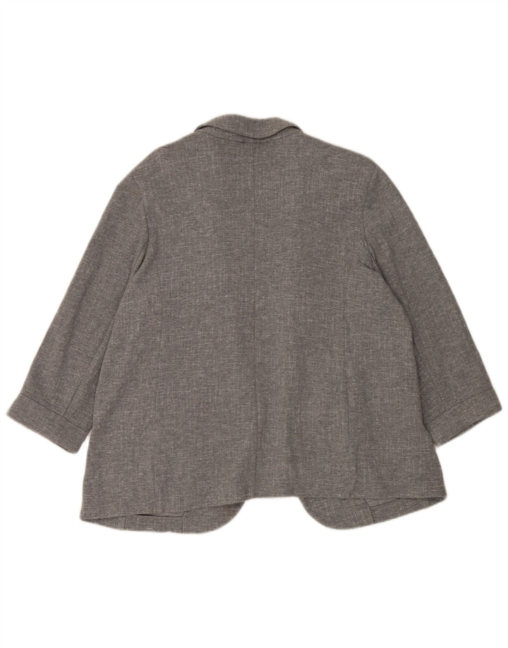 Giacca blazer aperta con maniche a 3/4 Marks & Spencer da donna UK 20 2XL cotone grigio