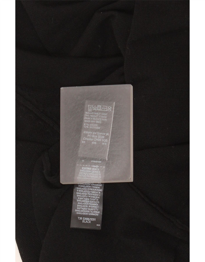 Maglione cardigan aperto corto da donna Marks & Spencer UK 16 grande viscosa nera