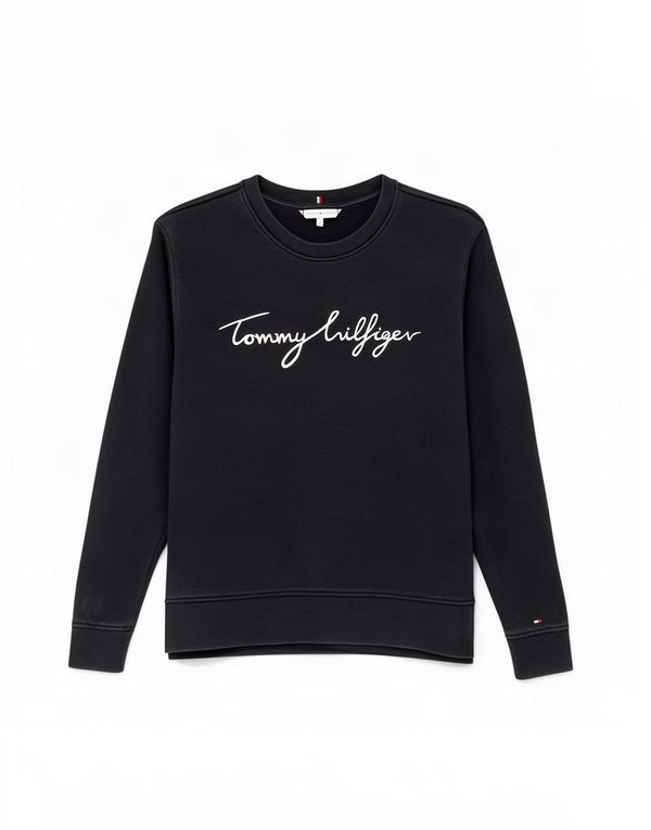 Felpa grafica da donna Tommy Hilfiger Jumper UK 10 Small Blu Navy