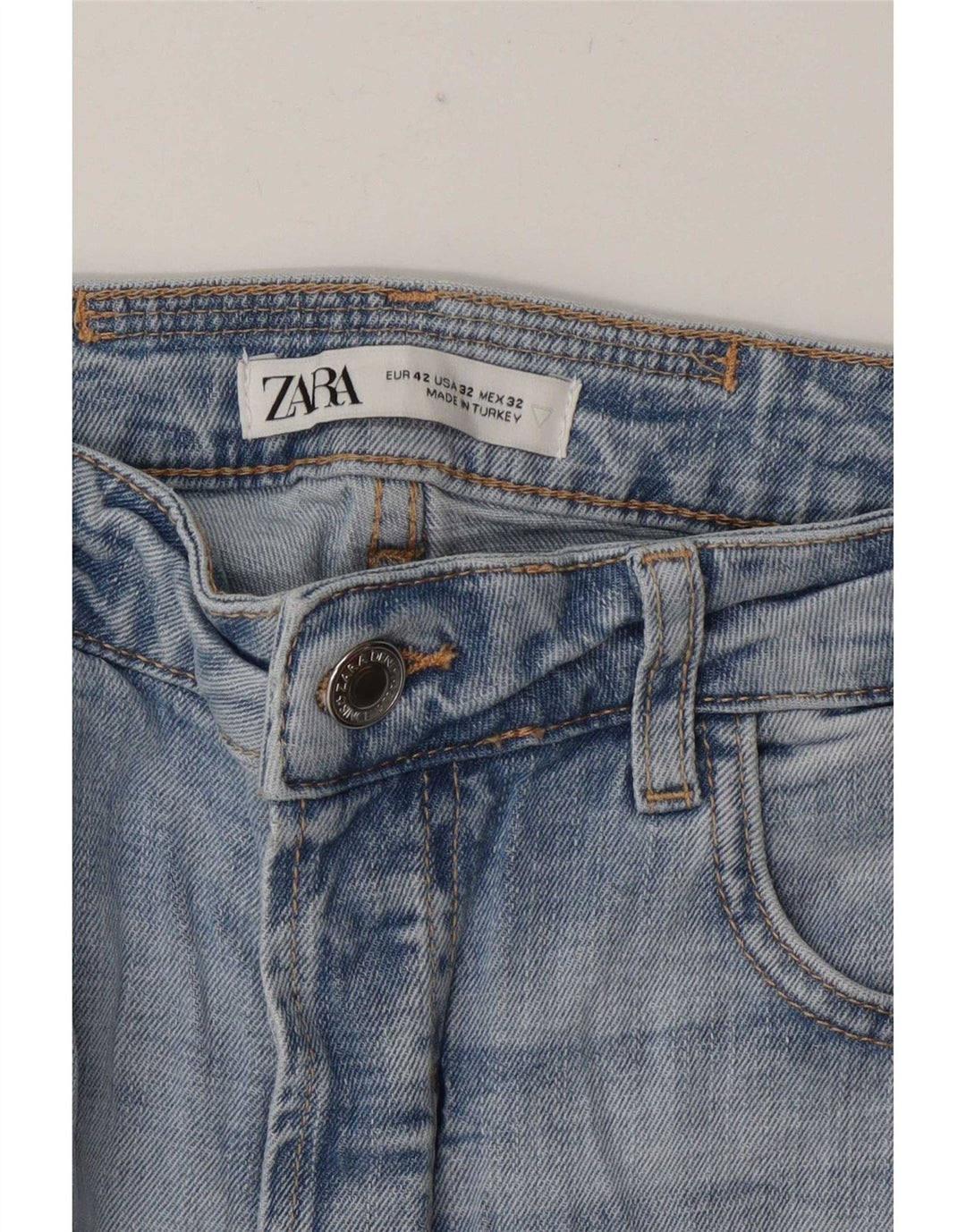 Jeans slim invecchiati da uomo Zara UE 42 Large W32 L28 Blu