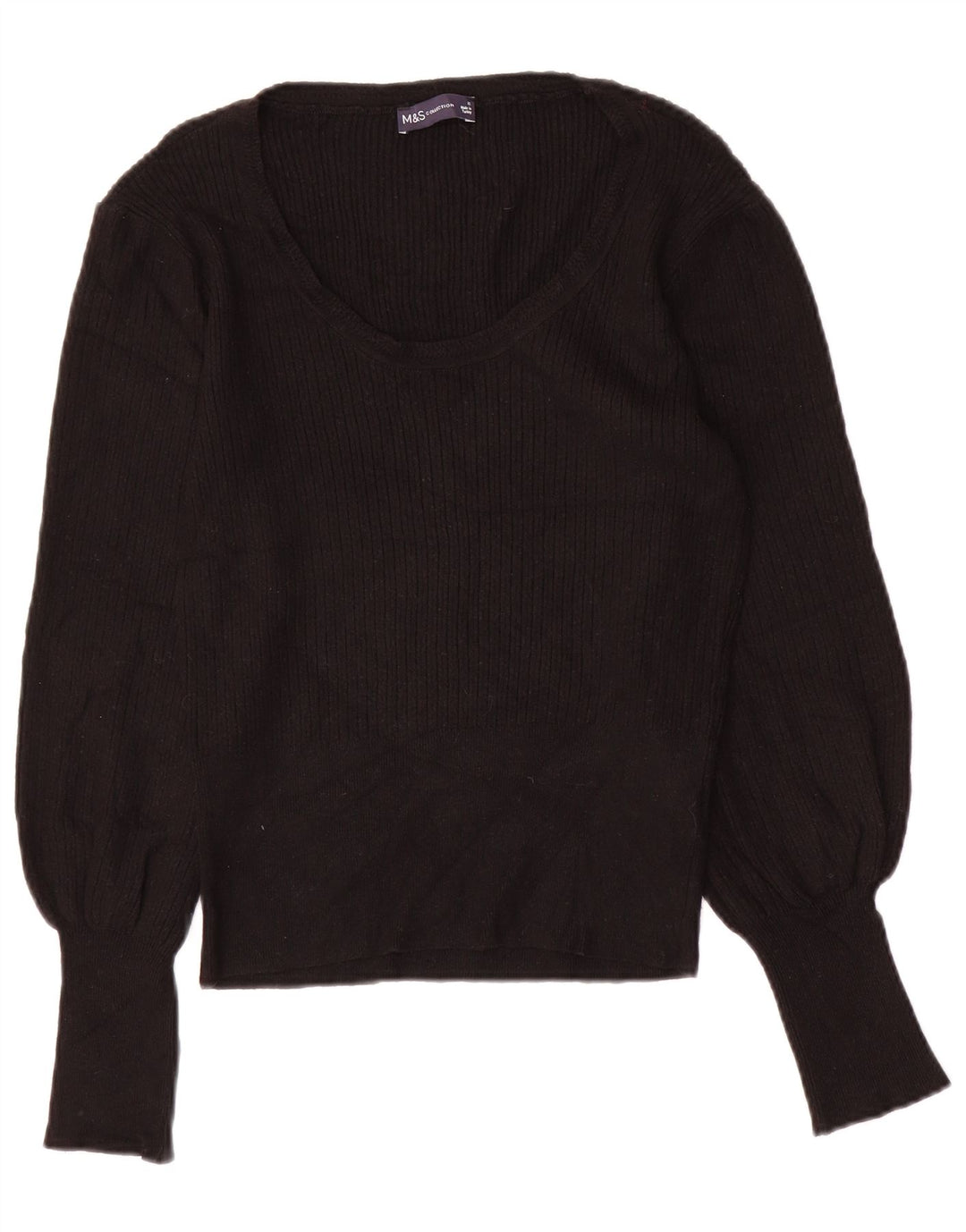 Maglione da donna Marks & Spencer con scollo a barca UK 12 Viscosa nera media