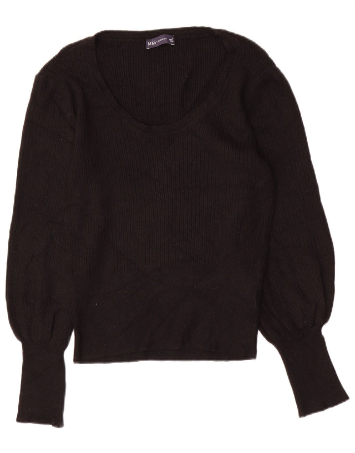 Maglione da donna Marks & Spencer con scollo a barca UK 12 Viscosa nera media