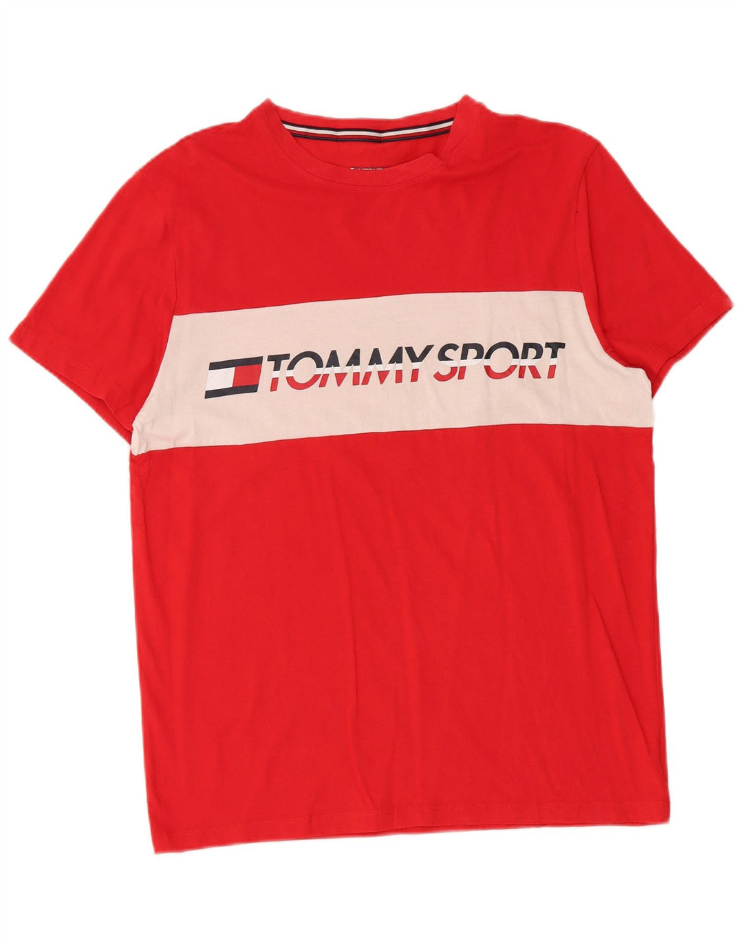 TOMMY HILFIGER T-shirt grafica da uomo Top in cotone color block rosso medio