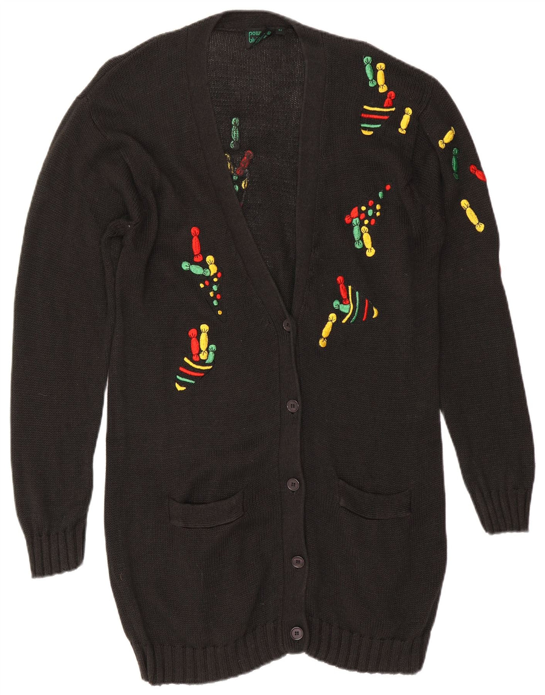 Maglione cardigan lungo da donna VINTAGE EU 42 Large Nero