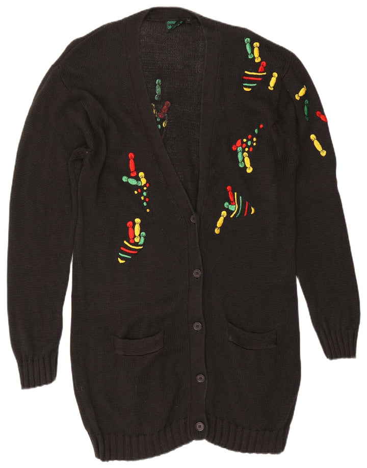 Maglione cardigan lungo da donna VINTAGE EU 42 Large Nero