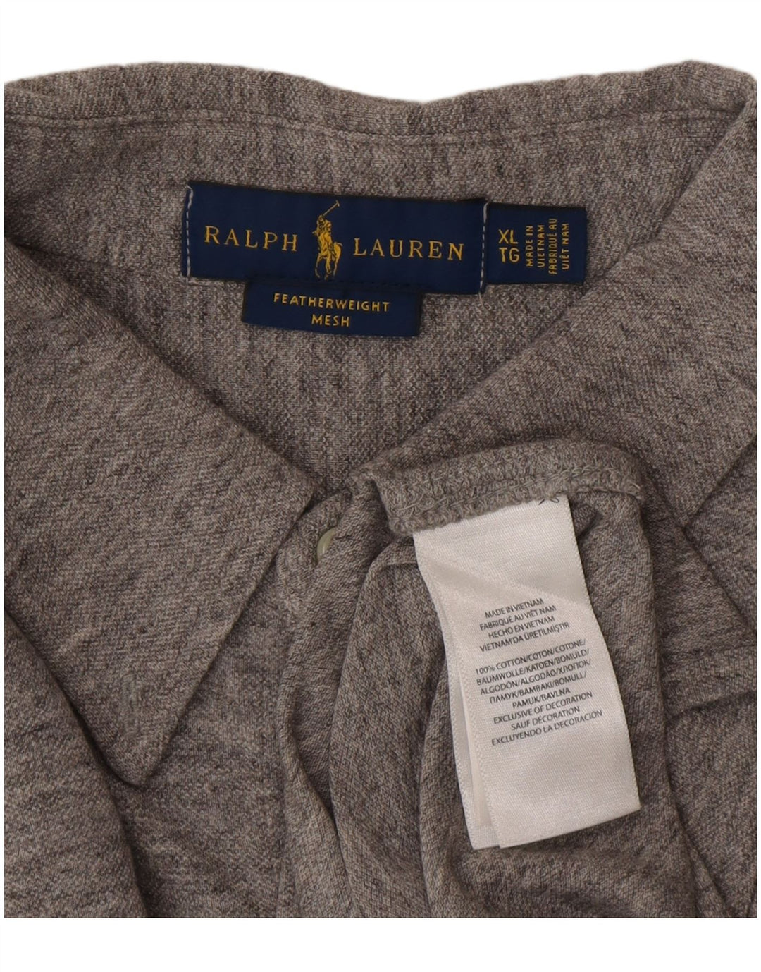 Camicia da uomo Ralph Lauren XL in cotone chiazzato grigio