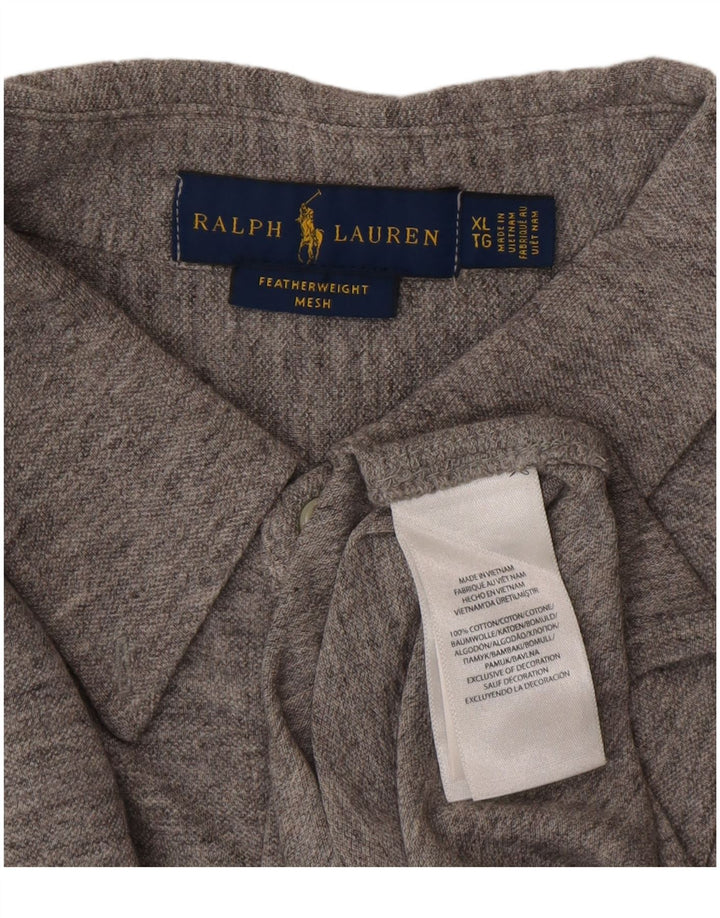 Camicia da uomo Ralph Lauren XL in cotone chiazzato grigio