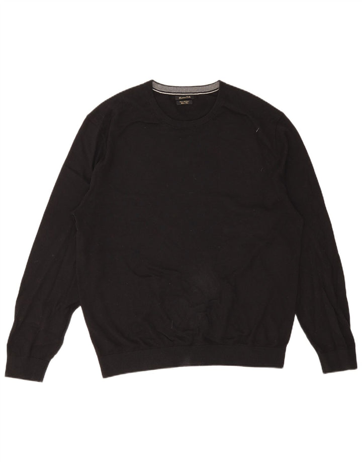 Maglione maglione girocollo da uomo Massimo Dutti 2XL cotone nero